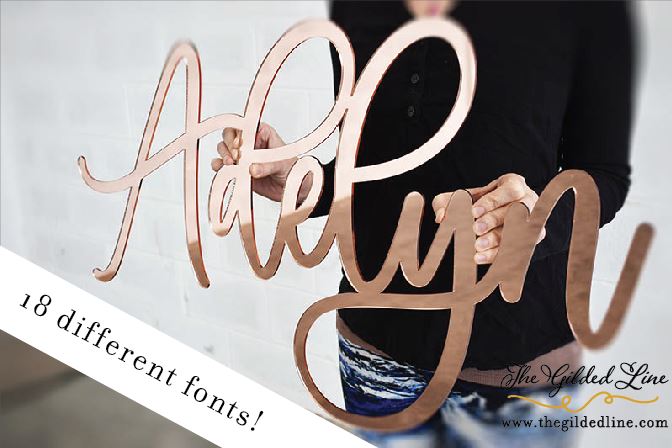 ROSE GOLD MIRROR NAME SIGN - thebestcaketoppers