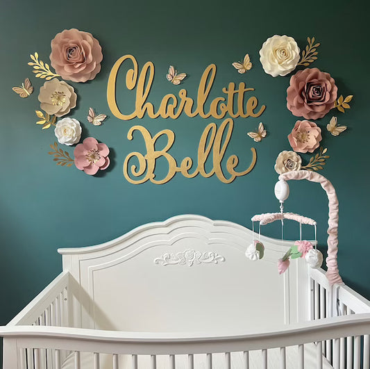 Two Name Baby Nursery Sign in Handwriting Font