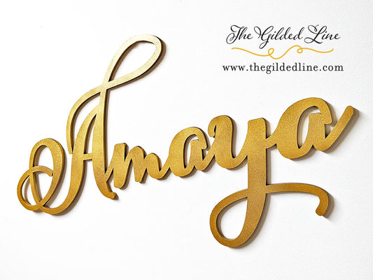 Gold Glitter Baby Name Sign