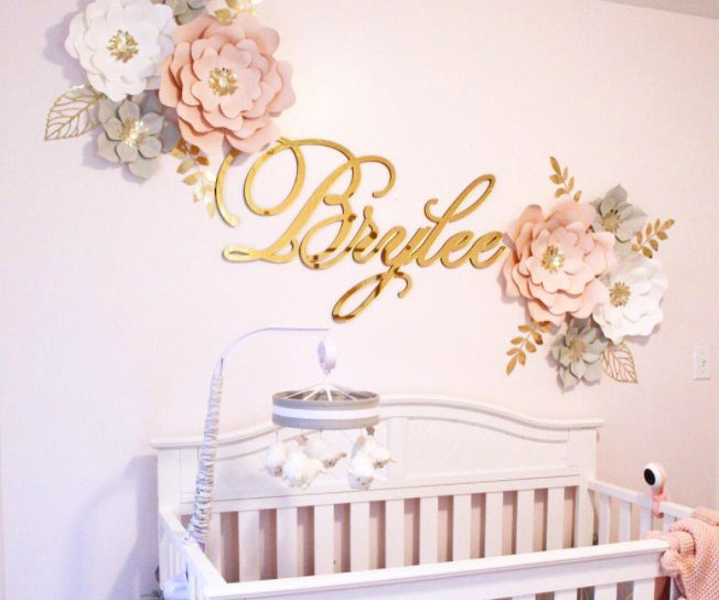 Luxury Custom Mirror Nursery Name Sign in Elegant Font