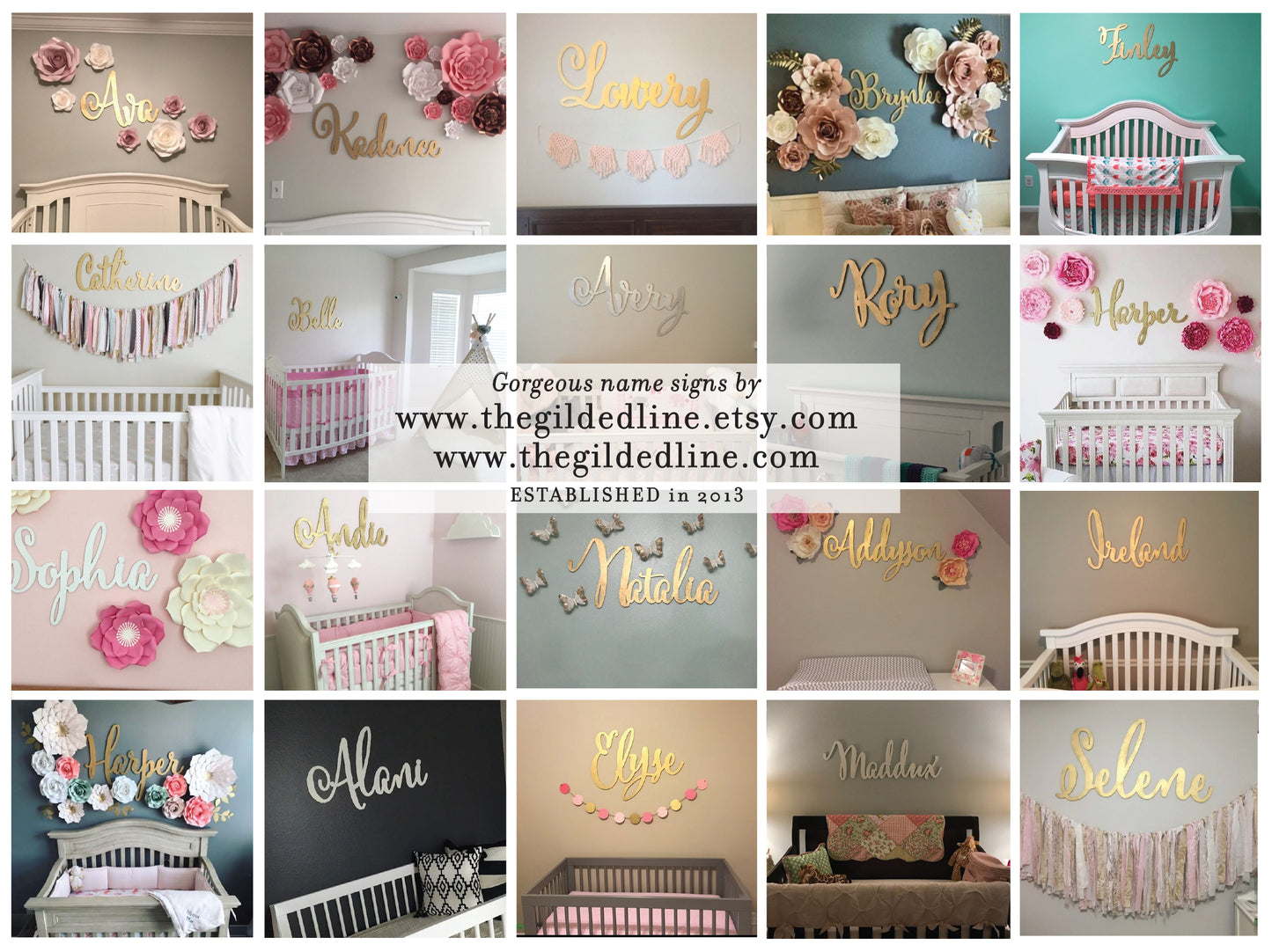 Large Laser Cut Calligraphy Name Sign for Kid's Wall or Nursery - thebestcaketoppers