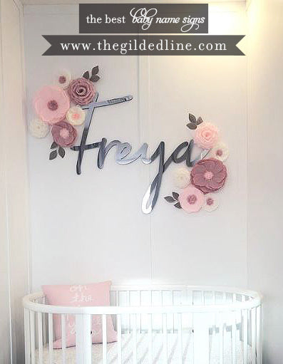 Silver Mirror Name Wall Sign in Custom Font