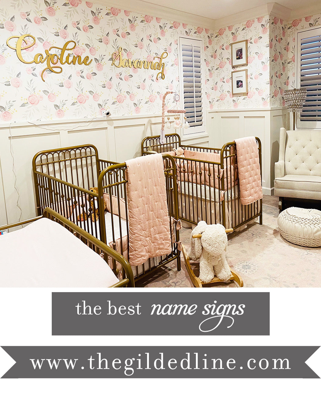 Twin Nursery Name Signs for Wall Crib Decor